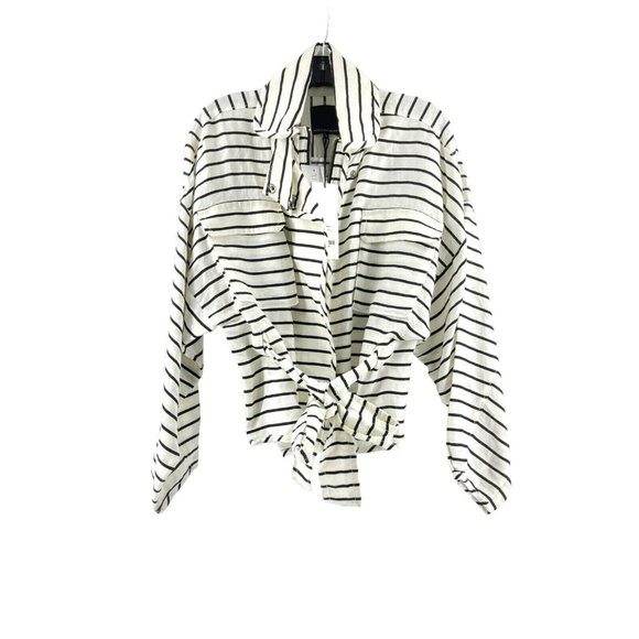 NWT Marissa Webb White Black Striped Kayla Wrap Belt Crop Jacket Size Small $598 - Picture 1 of 16